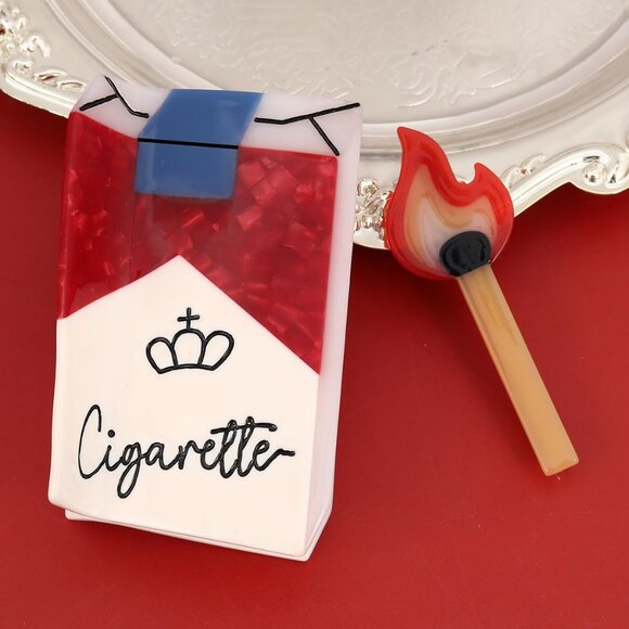 Hair Claw Set Acetate Large Matchbox & Flame Clips For Women Unique Gift - Picture 7 of 7